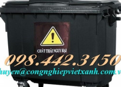Thùng rác 660 Lít màu đen – chất thải nguy hại