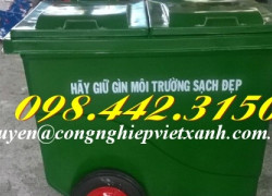 Thùng rác 480 lít nhựa composite 3 bánh đặc