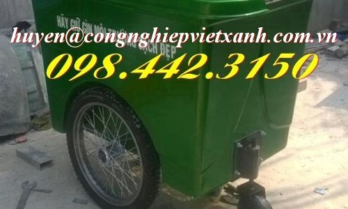 Thùng rác 660L nhựa composite 3 bánh hơi giá rẻ call 0984423150
