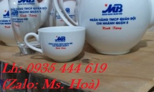 Ấm trà, tách trà in logo, tên Công ty giá rẻ tại Phú Yên 