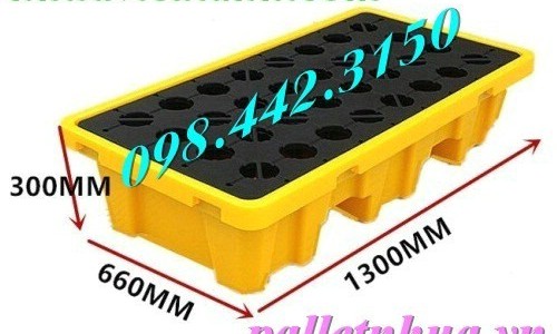 Pallet nhựa chống tràn dầu - hóa chất 2 phuy giá siêu cạnh tranh