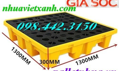 Pallet nhựa chống tràn dầu - hóa chất 4 phuy giá siêu cạnh tranh