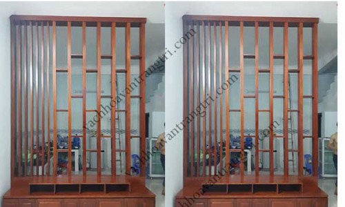 Thanh lam gỗ trang trí - vách ngăn phòng khách đẹp tại Phan Văn Hớn