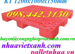 Pallet nhựa 1200x1000x150mm mặt lưới 9 chân PL01LS