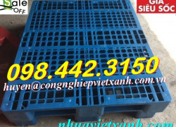 Pallet nhựa 1200x1000x150mm 3 đường thẳng màu xanh dương nhạt