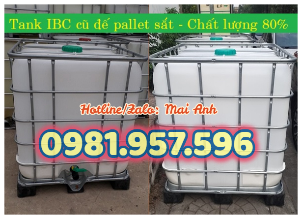 Tank nhựa IBC cũ, bồn nhựa trắng 1000L, bồn nhựa vuông 1000L