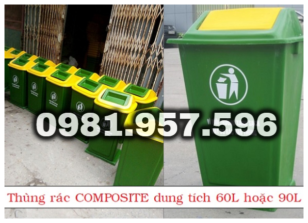 Thùng rác composite 60L, thùng rác composite 90L