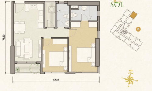 Căn số 12 block B Masteri An Phú Q2, DT 72m2, view nhìn sông TĐ, full nội thất cao cấp, giá 3.1 tỷ