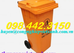 Thùng rác nhựa 120 lít màu cam