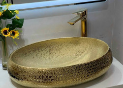 Lavabo elip mạ vàng-bồn rửa mặt