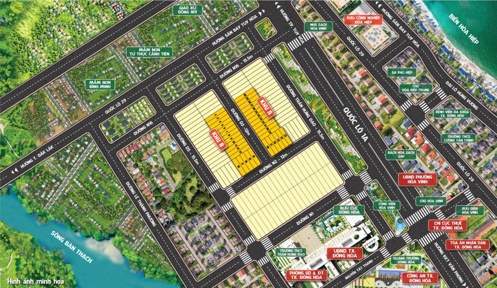 Bán 2 lô đất nền sổ đỏ trung tâm Tx Đông Hòa- Phú Yên giá 2,2 tỷ/nền thương lượng chính chủ