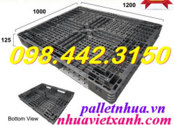 Pallet nhựa mới 1200x1000x125mm màu đen giá rẻ