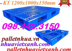 Pallet nhựa 1200x1000x150mm đan thanh – xanh dương – nhựa nguyên sinh – hàng mới