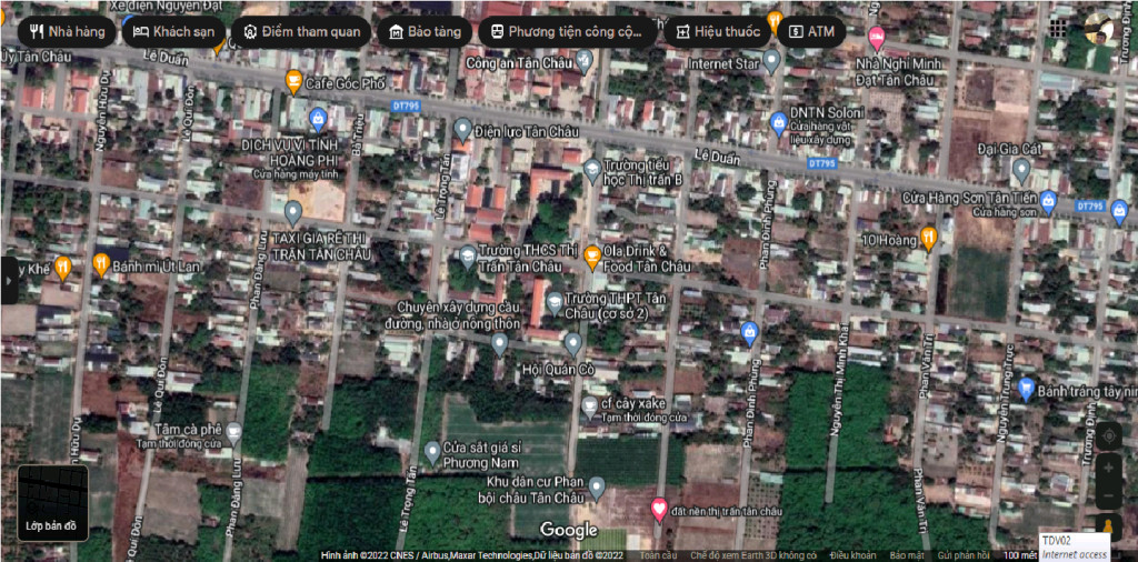 Bán 100m2 đất thị trấn Tân Châu, Tỉnh Tây Ninh - ngang 6m dài 17m, mặt tiền đường 13m, Sổ đỏ riêng.