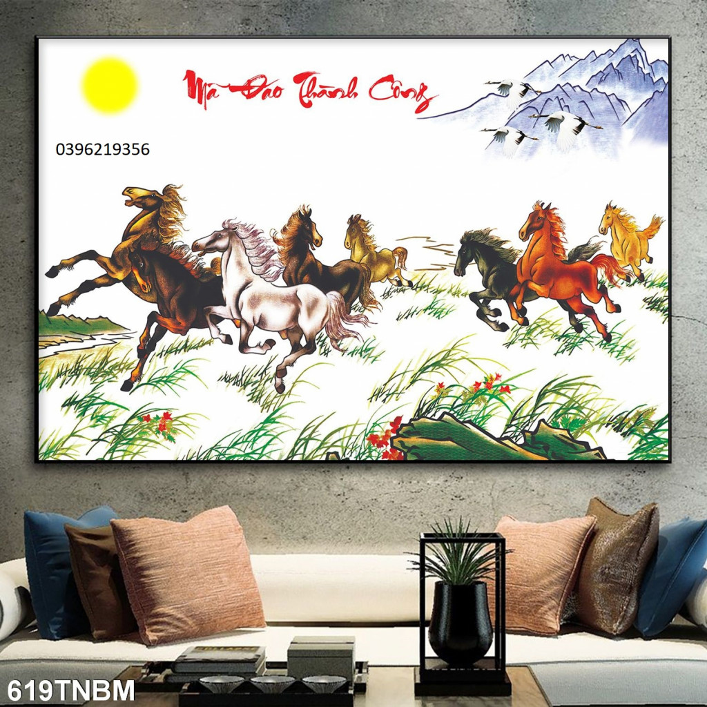 Tranh dán tường ngựa phi 3d-gạch 3d trang trí