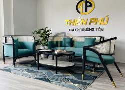 Bộ sofa Targa Lounge kết hợp bàn trà mây 2 tầng hiện đại - Thiên Phú