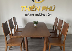 Bộ bàn ăn gỗ sồi 6 ghế ba tiêu sang trọng - Thiên Phú