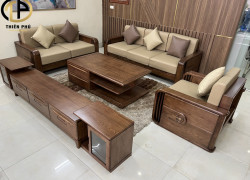 Bộ bàn ghế sofa phòng khách gỗ Sồi Nga 123 chỗ ngồi mã TP522 - Thiên Phú