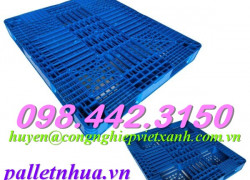 Pallet nhựa 1300x1100x130mm màu xanh - hàng mới
