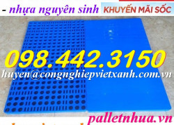 Pallet nhựa không chân 1000x600x35mm nhựa nguyên sinh màu xanh dương