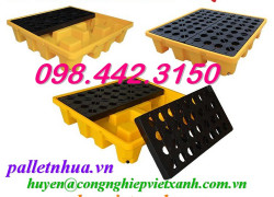 Pallet chống tràn dầu - hóa chất 4 phuy - KT 1300x1300x300mm xả hàng giá sốc call 0984423150 Huyền