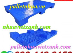 Pallet nhựa lót sàn mặt liền 1000x600x100mm xanh nguyên sinh