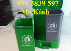 Bán thùng rác nhựa đạp chân 2 ngăn 40 lít phân loại rác - 096 3839 597 Ms Kính