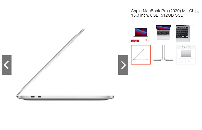 Apple MacBook Pro (2020) M1 Chip, 13.3 inch, 8GB, 512GB SSD