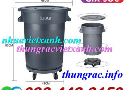 Thùng rác nhà bếp tròn 120 lít có bánh xe