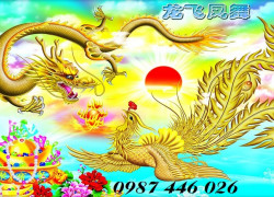 Tranh gạch men rồng phượng HP014