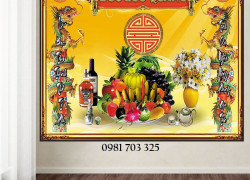 Gạch tranh phòng thờ, tranh ngũ quả 3D ốp tường