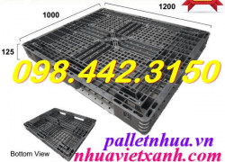 Pallet nhựa xuất khẩu 1200x1000x125mm màu đen giá rẻ