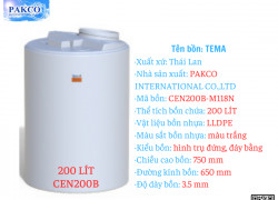 Bồn 200 lít -  bồn chứa hóa chất – bồn tema, bồn pakco – CEN200B-M118