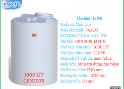 Bồn 1000 lít -  bồn chứa hóa chất – bồn tema, bồn pakco – CEN1000B-M141