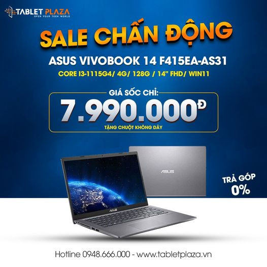 Trả góp laptop asus vivobook giá giảm siêu rẻ tại Tablet Plaza