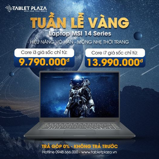 Sale rẻ laptop MSI core I3 giảm còn 9,79 triệu tại Tablet Plaza