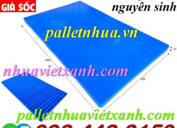 Pallet lót sàn không chân 600x1000x35mm - mặt liền - nhựa nguyên sinh - màu xanh dương