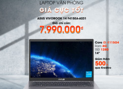 Asus ViVoBook 14 giá giảm chỉ còn 7.990 triệu, tại Thủ Đức