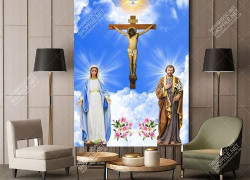 tranh gạch 3D gia đình thánhg ia công giáo in theo yêu cầu