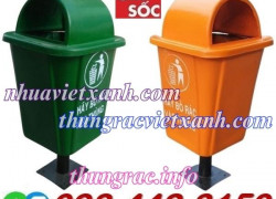 Thùng rác treo đơn chân sắt 55 lít nhựa composite