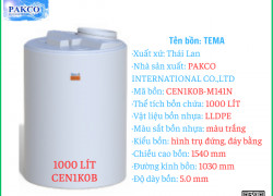 Bồn đựng hóa chất 1000 lít Tema/Pakco Thái Lan