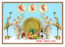 Tranh 3D gạch ốp tường bàn thờ đẹp HP852
