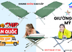 Giường gấp kiểu dáng quân đội khung nhôm ,freeship toàn quốc