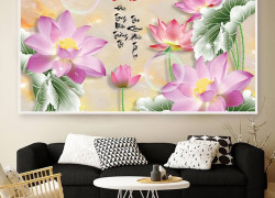 Gạch tranh 3d ốp tường trang trí hoa tiết thư pháp