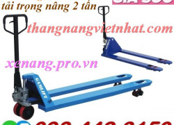 Xe nâng tay siêu dài 2 mét càng hẹp 550x2000mm tải nâng 2 tấn