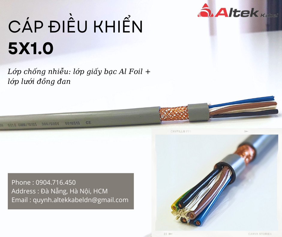 Cáp điều khiển Altek Kabel 5x1.0 chống nhiễu Đà Nẵng, Hà Nội, Hồ Chí Minh