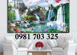 Gạch tranh sơn thủy hữu tình dán tường