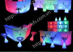 Bàn ghế led đẹp, bàn ghế nhựa phát sáng nhiều màu