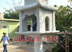 Mẫu miếu thờ đá có mái che đẹp bán tại Kon Tum - cây hương , am thờ bằng đá xanh rêu, trắng, vàng đẹp