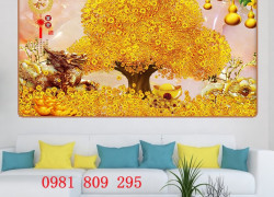 Tranh gạch 3d cây kim tiền